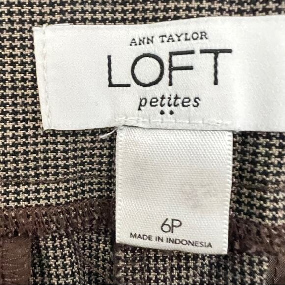 LOFT Brown black houndstooth  business casual dress pants size 6 petite 6P B134 - Picture 2 of 4